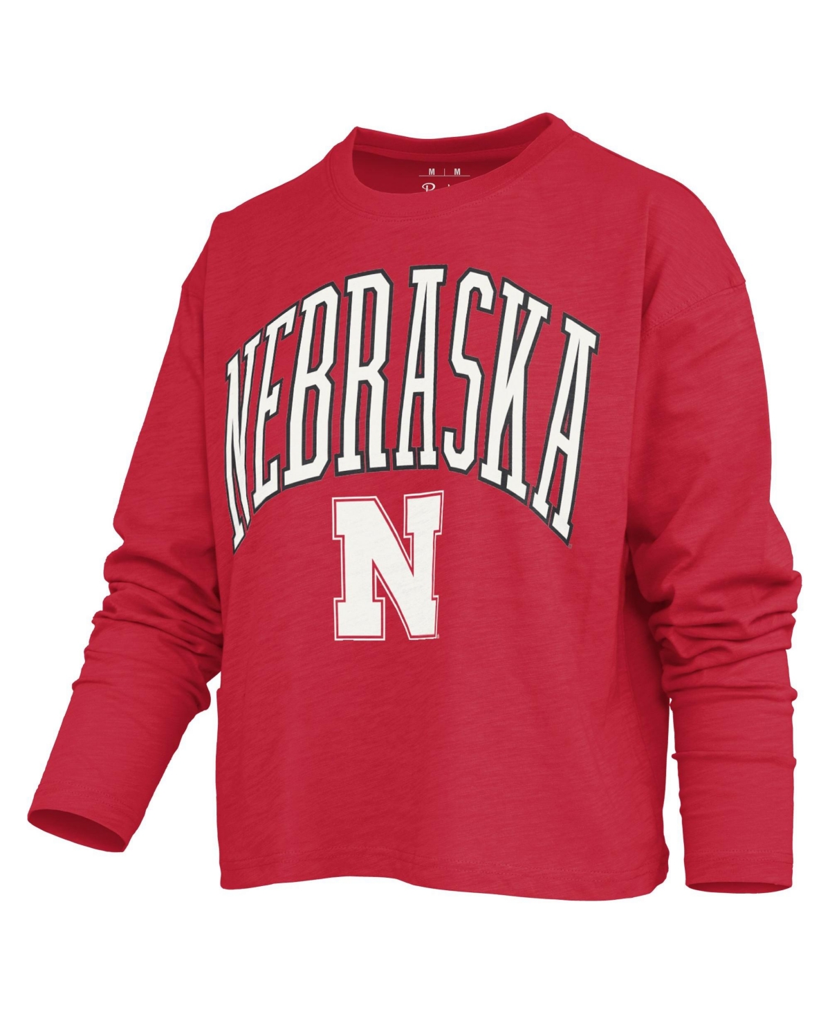Pressbox Women's Nebraska Huskers Motley Boxy Waist-Length Long-Sleeve T-Shirt