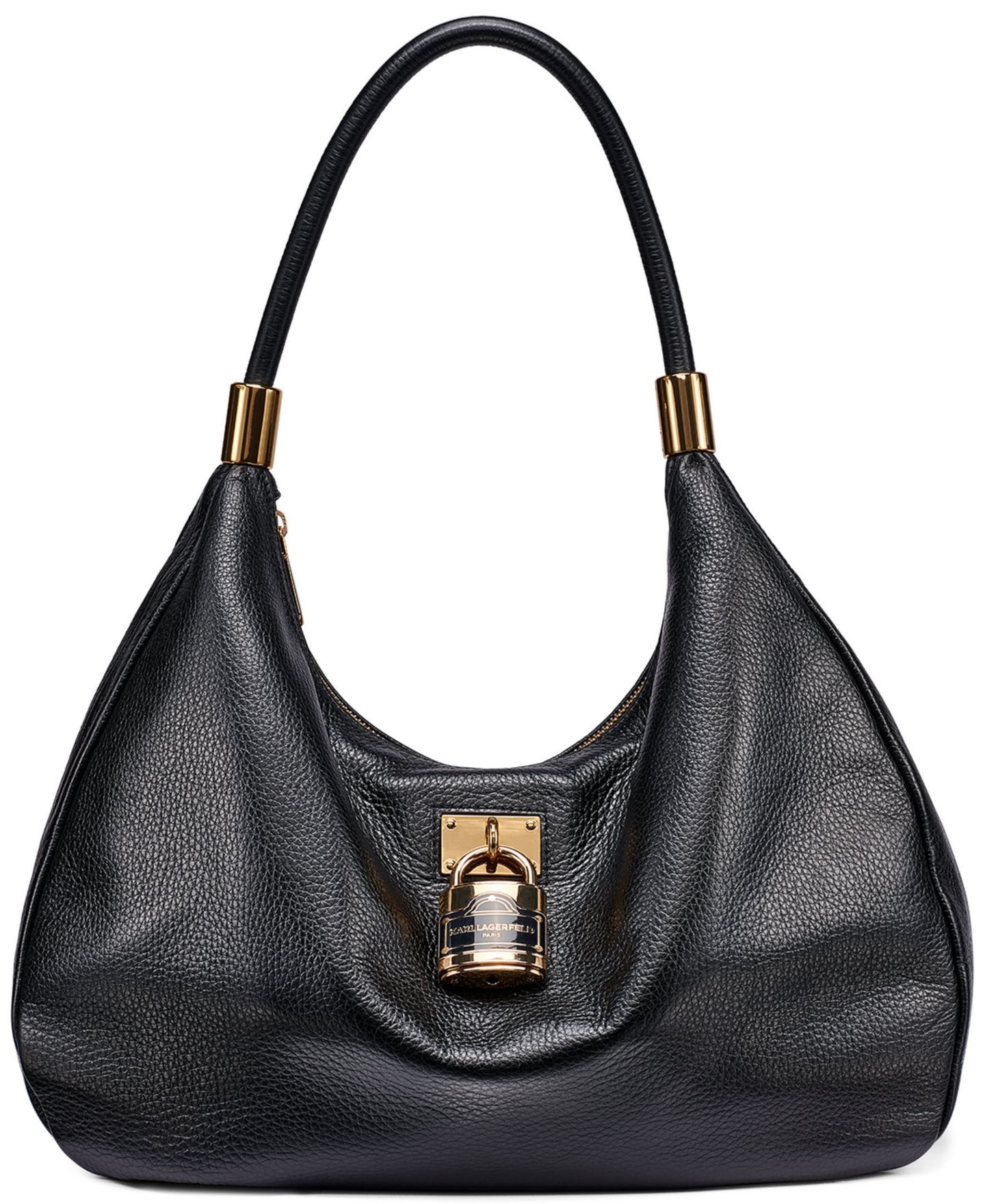 Женская сумка KARL LAGERFELD PARIS Maelynn Large Leather Hobo, цвет: Чёрный / Золотой — фото 1