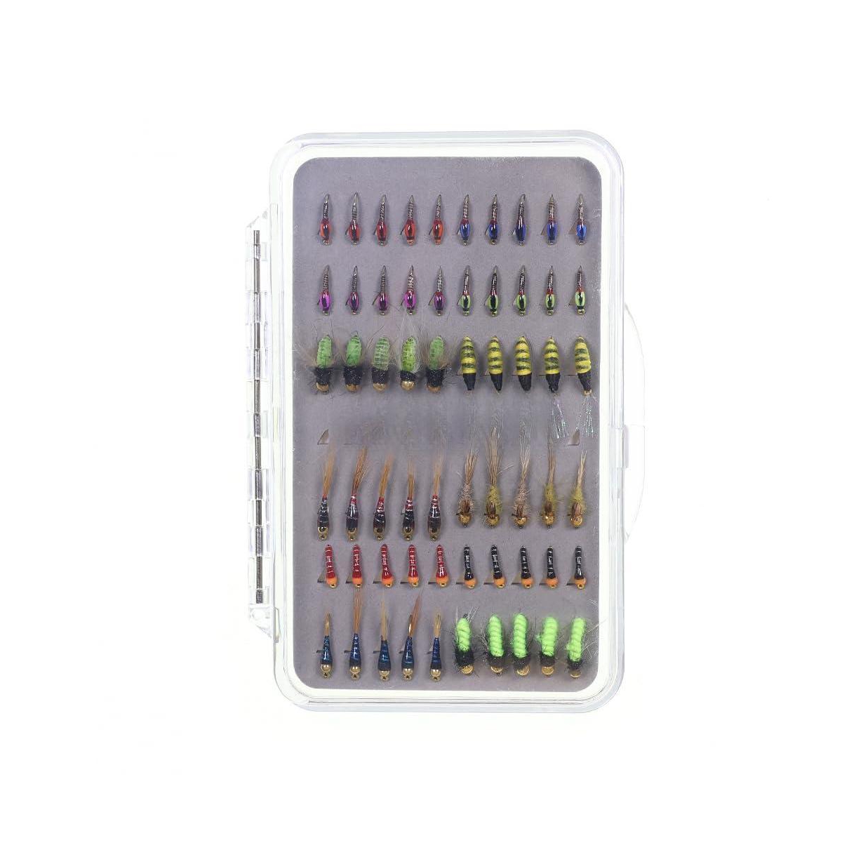 Piscifun 60 Hand Tied Fly Fishing Flies Assortment Trout Freshwater with Storage Box