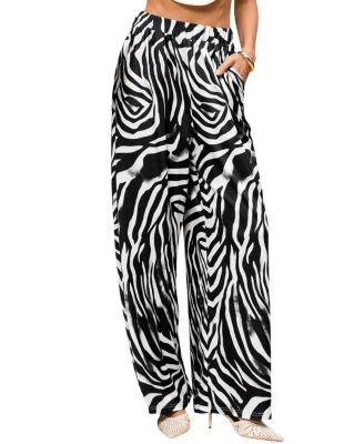 Women's One-Way Ticket High-Rise Wide-Leg Animal-Print Pants