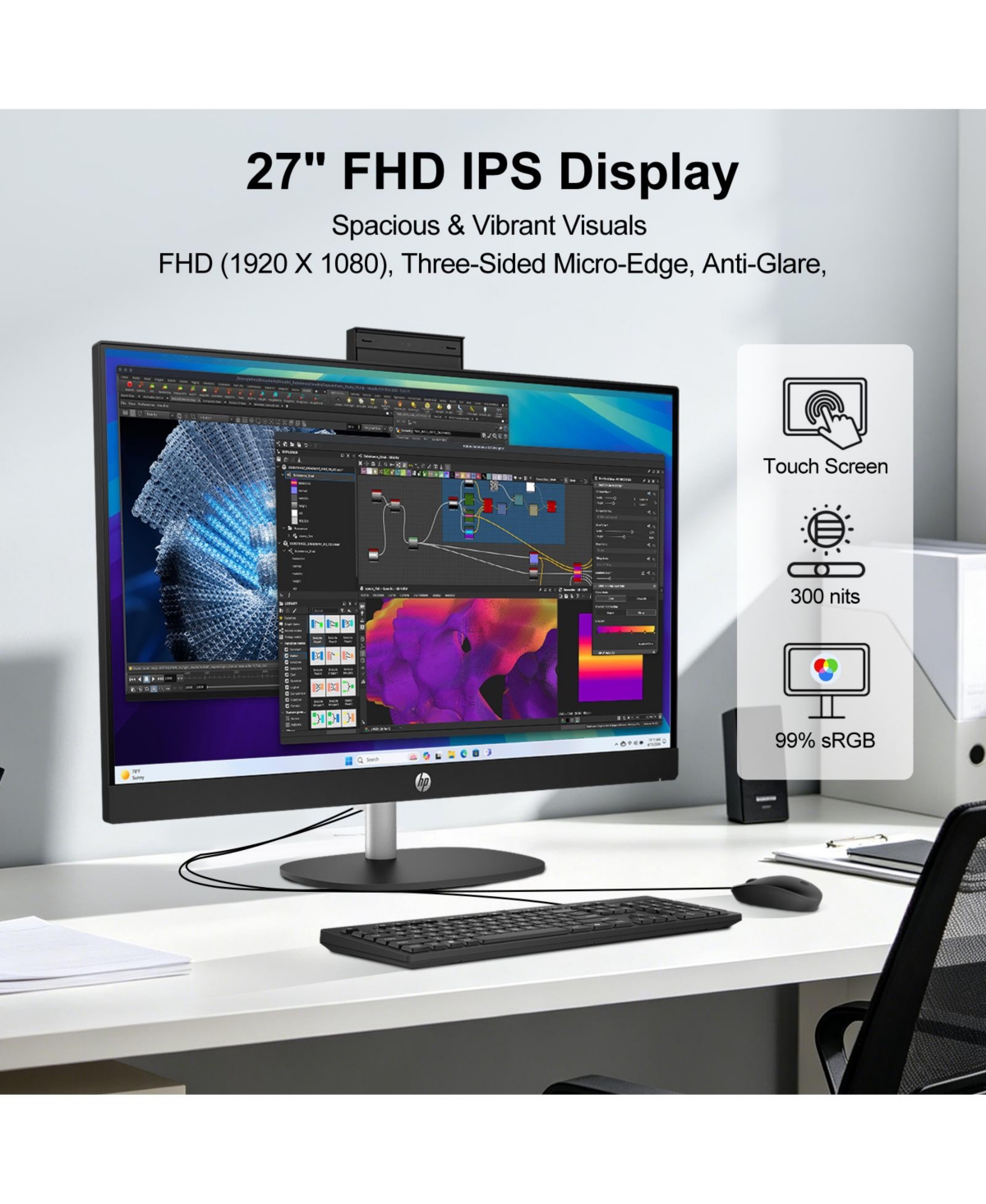 Hp Essential 27-cr2000t 27" Fhd Touchscreen All-in-One with Copilot Ai and Intel Core Ultra 7