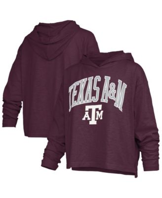 Women's Texas A&M Aggies Nelson Slub Drop-Tail Hem Long-Sleeve Hooded T-Shirt