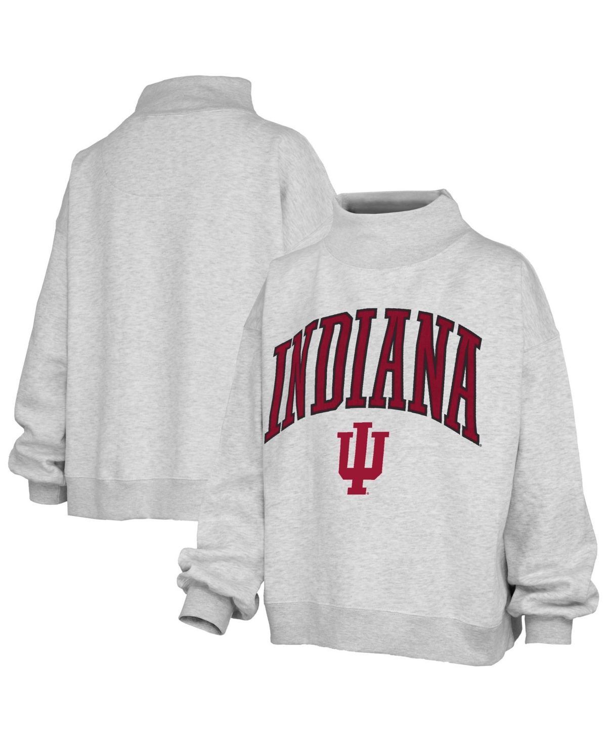 Pressbox Women's Nelson Texture Lingo Indiana Hoosiers Oversized Mock-Neck Sweatshirt