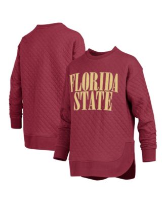 Women's Florida State Seminoles Quilted Oversized-Fit Long-Sleeve Pullover Sweatshirt