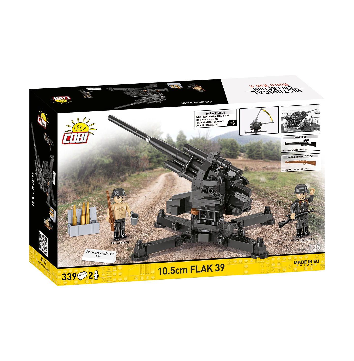 Детский конструктор COBI Historical Collection Wwii 10.5 cm Flak 39 Anti-Aircraft Gun 339-Piece Building Set, Ages 9+ — фото 2
