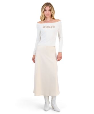 Women's Lorenza A-Line Midi Satin Skirt