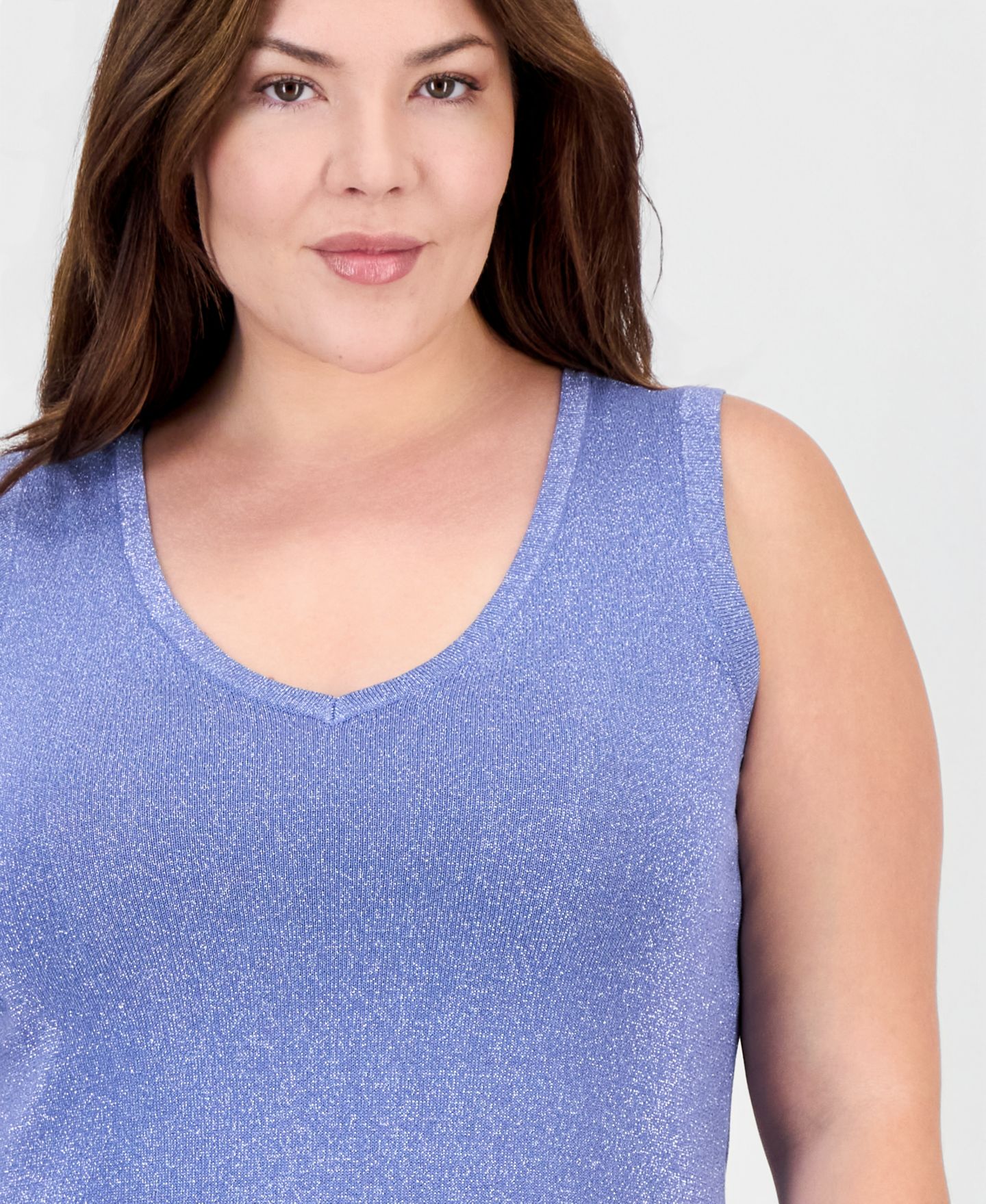 Женский топ Tahari Plus Size Metallic, цвет: Синий морозный — фото 2