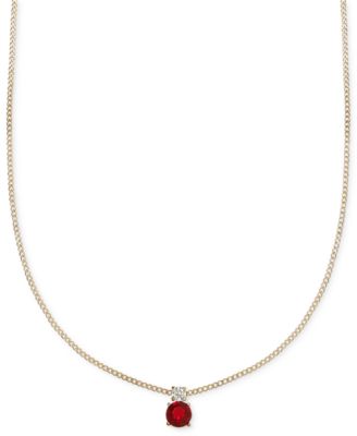 Hematite-Tone Mixed Metal Cubic Zirconia Double Stone Pendant Necklace