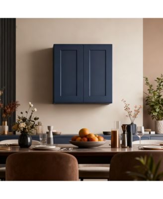 Solid Wood Shaker Wall Cabinet Soft Close Hinges Double Door Adjustable Shelves for Kitchen Bath Laundry