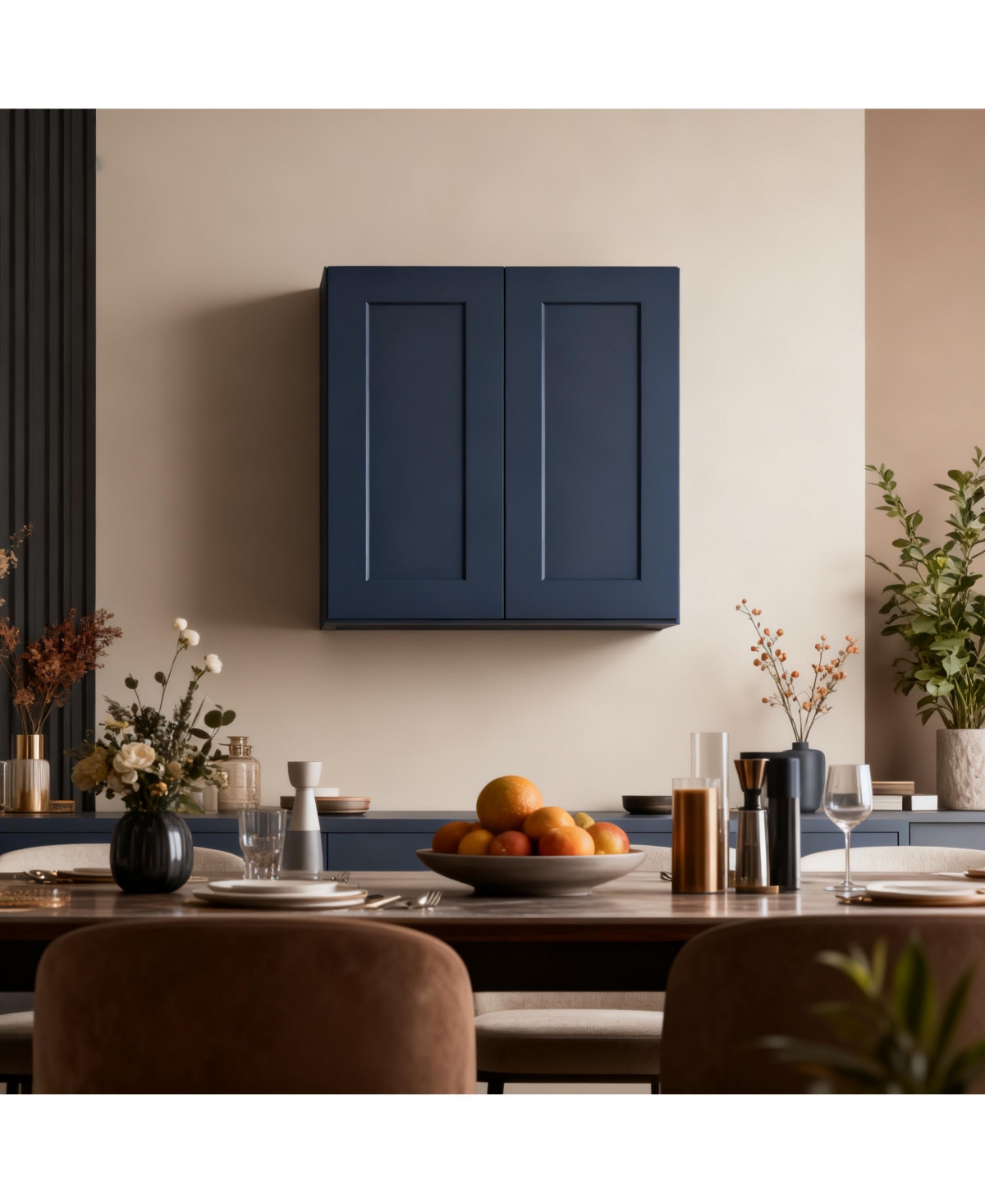 Boyel Living Solid Wood Shaker Wall Cabinet Soft Close Hinges Double Door Adjustable Shelves for Kitchen Bath Laundry