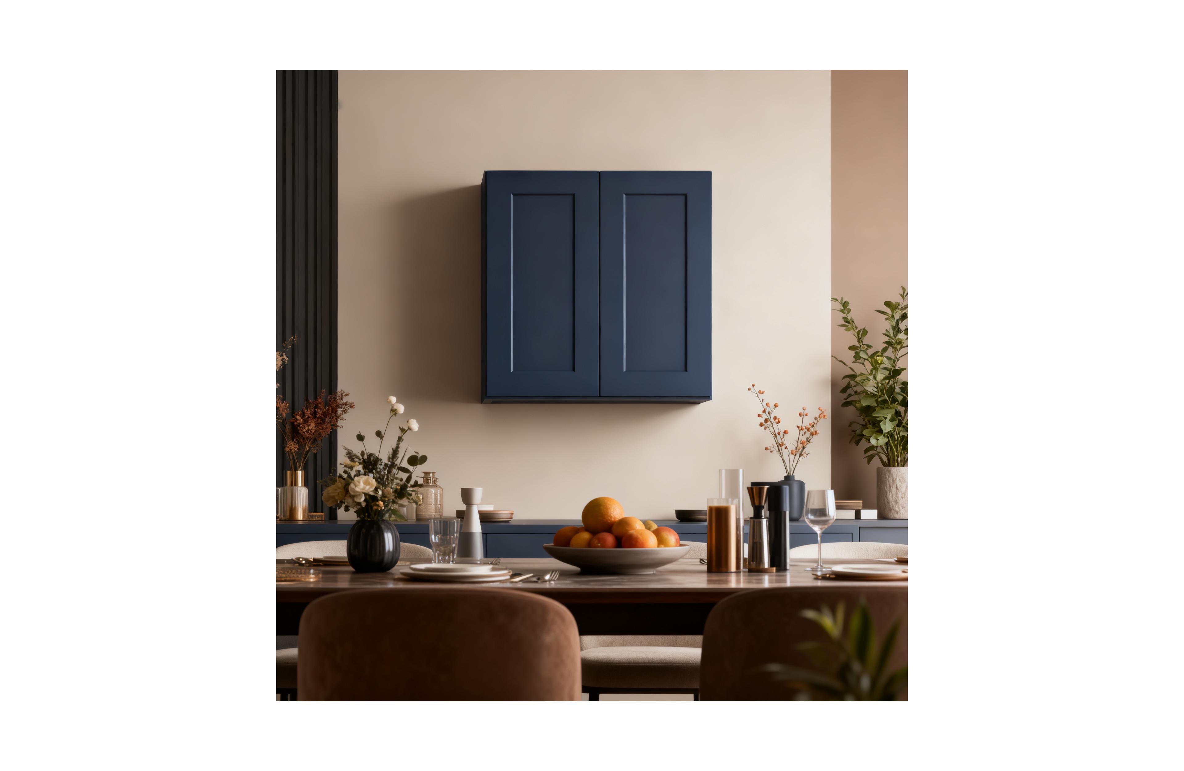 Boyel Living Solid Wood Shaker Wall Cabinet Soft Close Hinges Double Door Adjustable Shelves for Kitchen Bath Laundry
