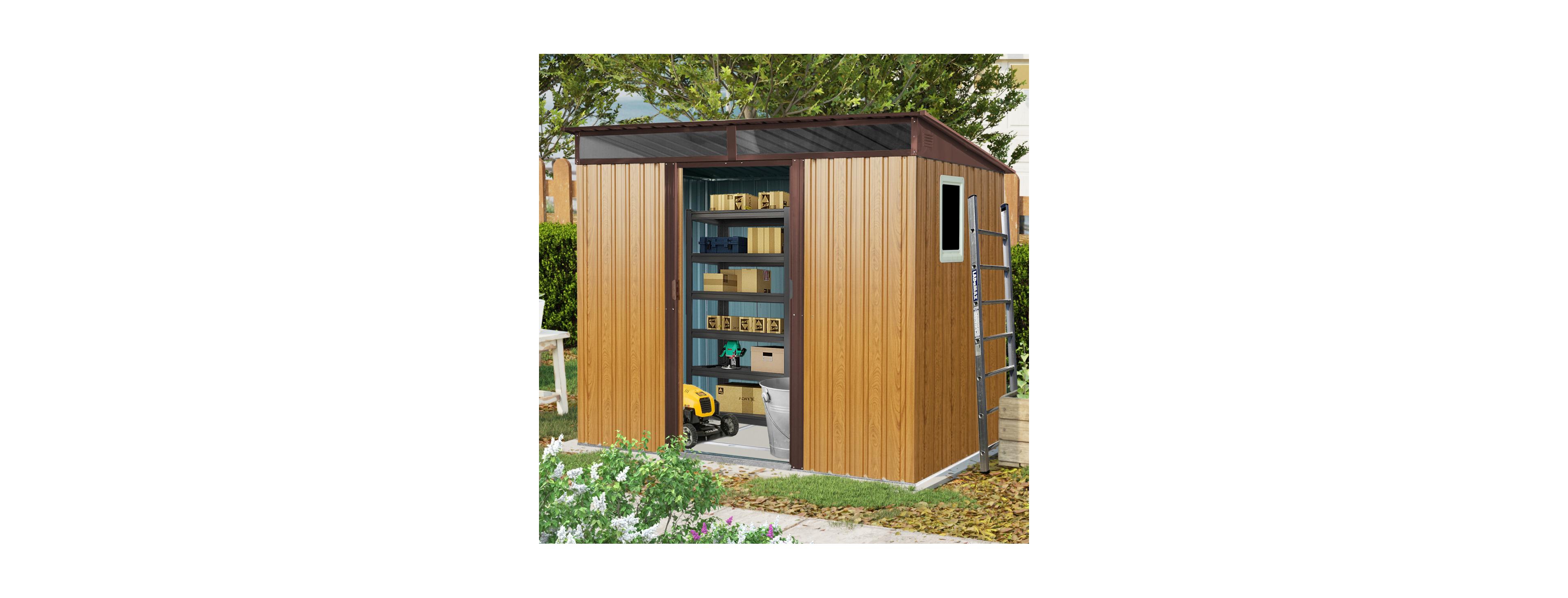 Streamdale Furniture 8feet x 6feet Outdoor Metal Storage Shed with Window