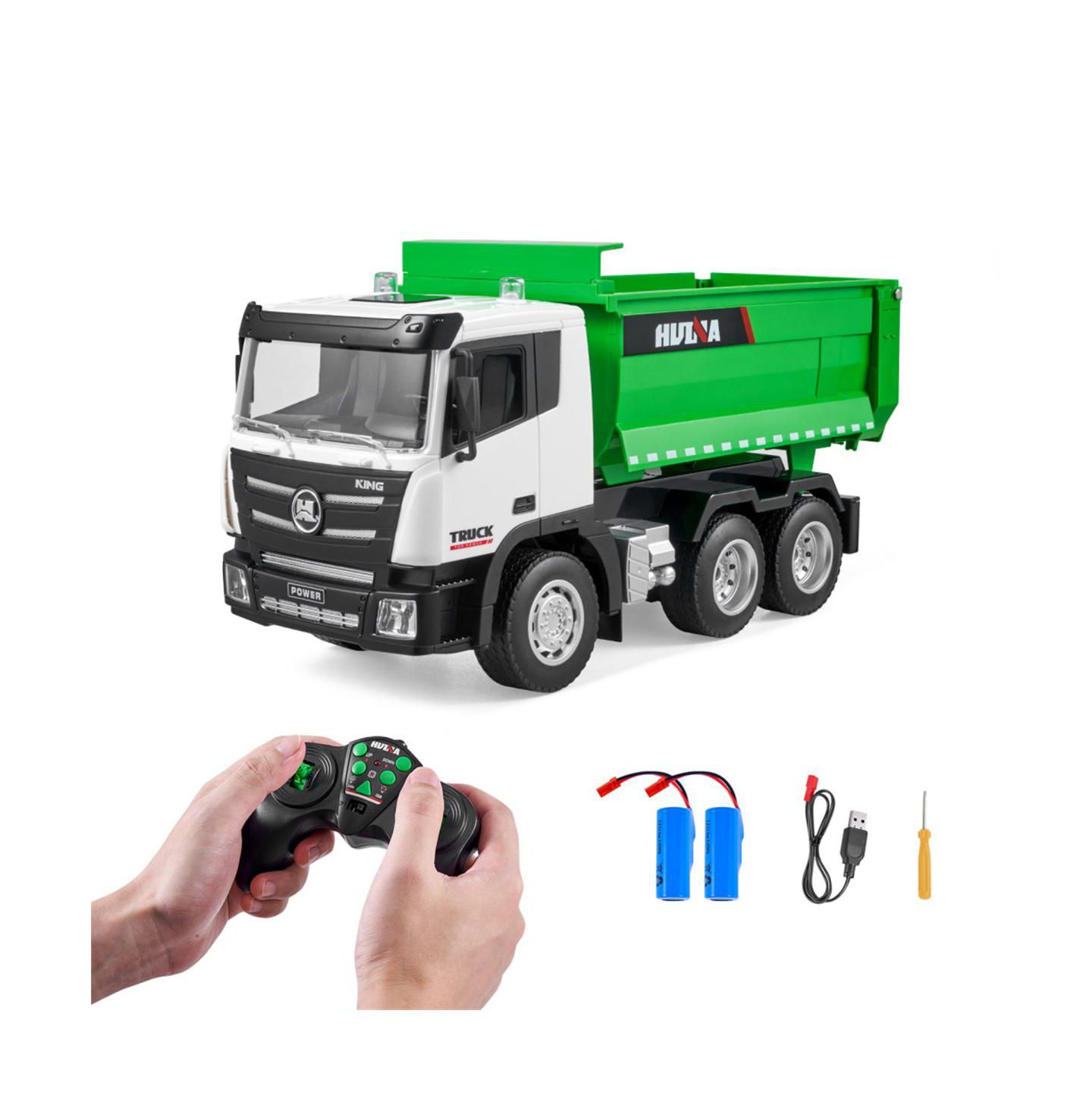 Детская игрушка YOBTOP 1:18 Scale 4WD LED Lights Hydraulic Rod Remote Control Dump Truck — фото 5