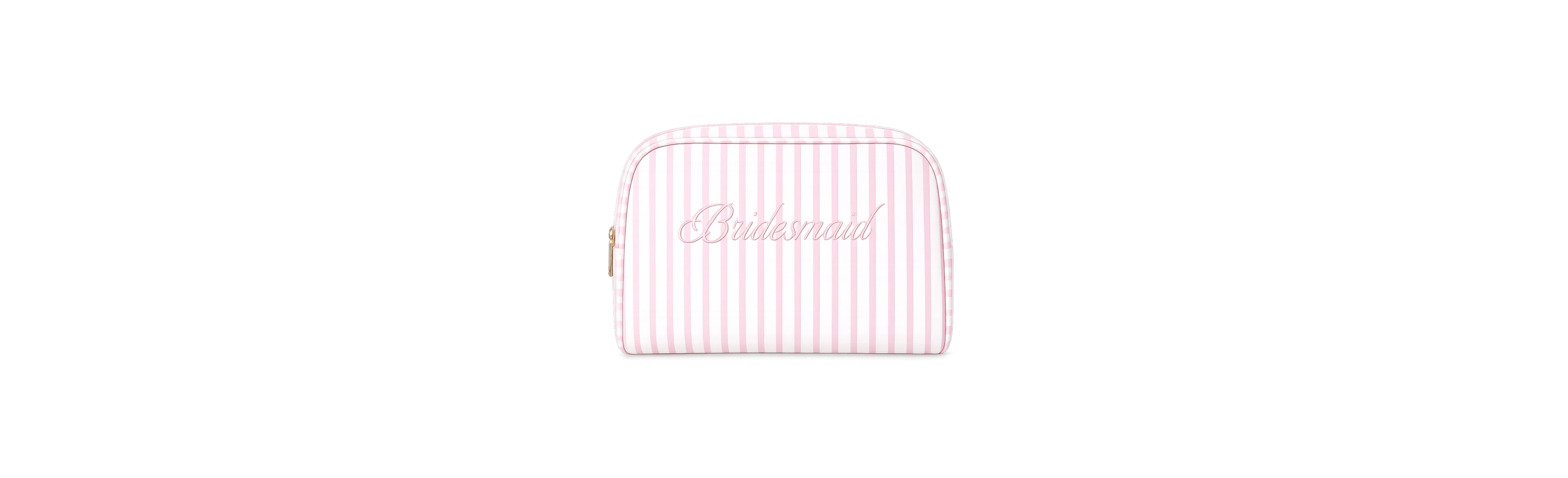 Untamed Petals Bridesmaid Striped Cosmetic Bag