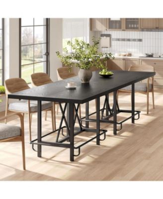 63" Industrial Bar Table with Footrest, Black