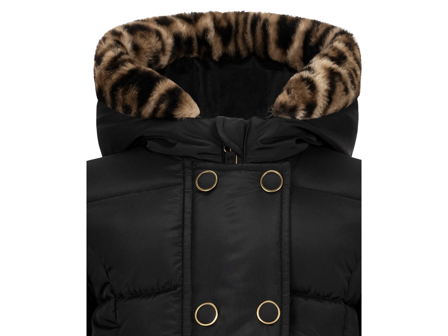 Куртка S Rothschild & CO Double-Breasted Box-Quilt Hooded Puffer Jacket для девочек-малышей, цвет: Чёрный — фото 2