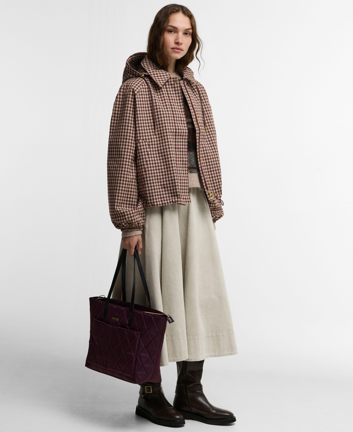 Barbour Women's Audrey Gingham Hooded Raincoat