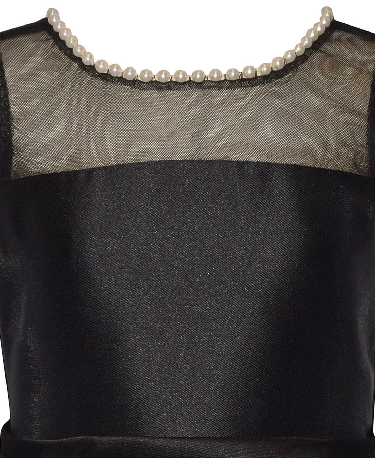 Платье Bonnie Jean Illusion Bodice Mikado Imitation Pearl-Trim Fit-and-Flare Dress для девочек, цвет: Чёрный — фото 3