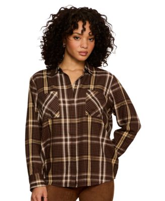 Petite City Plaid Long-Sleeve Button-Up Shirt