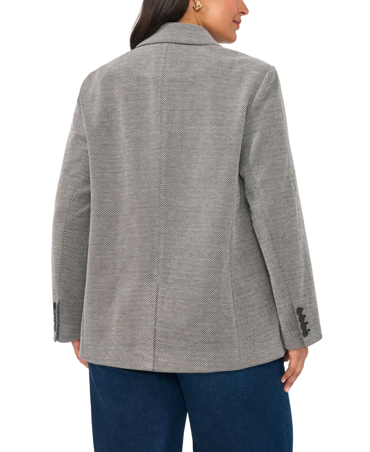 Vince Camuto Plus Single-Button Mid-Length Stretch Blazer