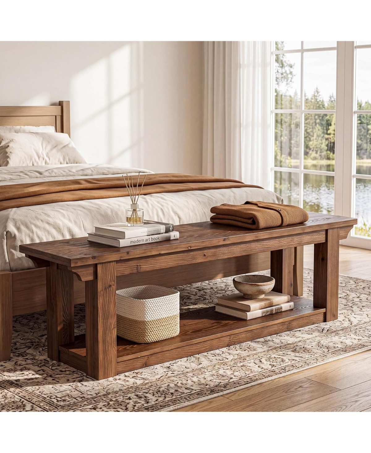 Tribesigns Shoe Rack Bench, Wooden Entryway Bench