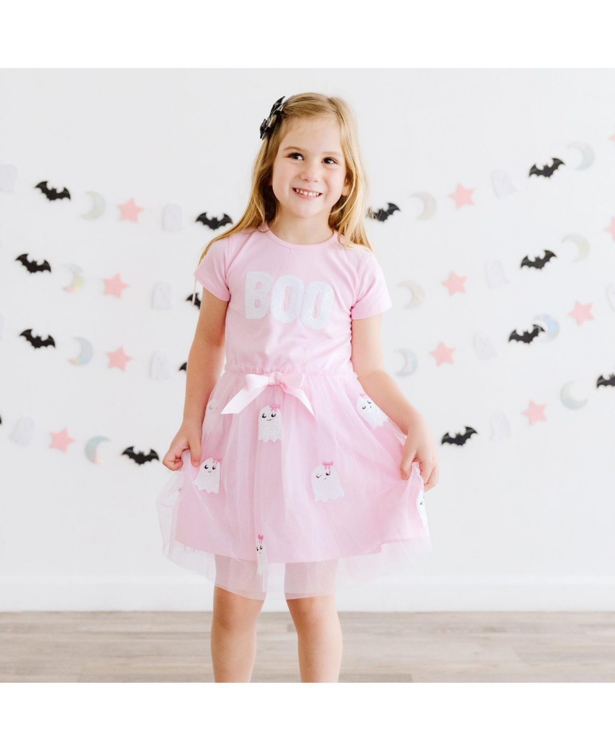 Sweet Wink Girls' 4-16 Boo Halloween Sequin Patch Tulle Tutu Dress