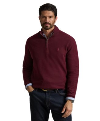 Men's Mesh-Knit Quarter-Zip Cotton Sweater
