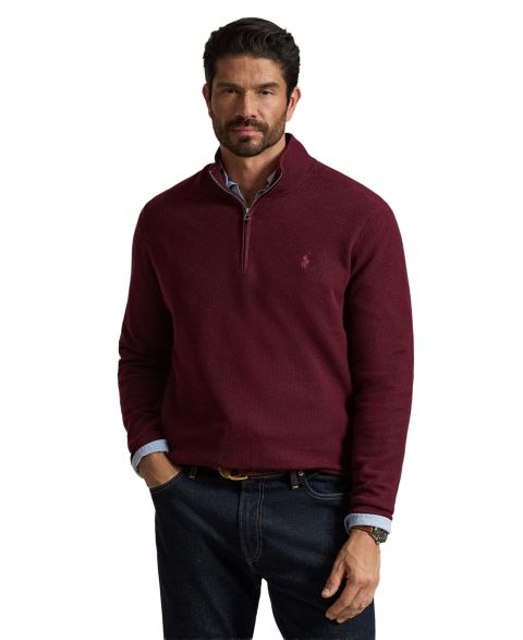 Мужской свитер Polo Ralph Lauren Mesh-Knit Quarter-Zip Cotton, цвет: Мерло винный меланжевый