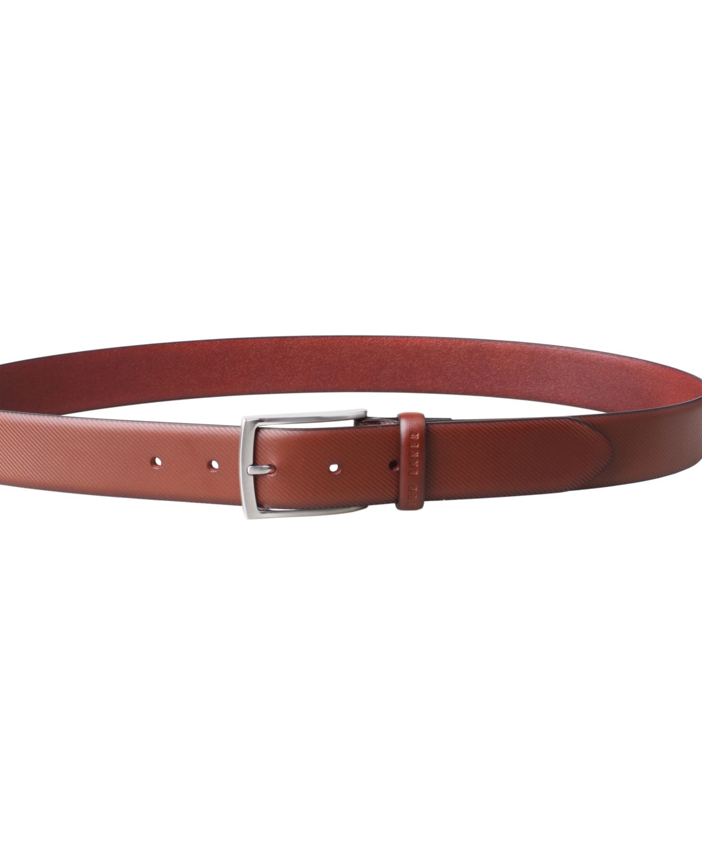 Мужской кожаный классический ремень Ted Baker с твиловым узором, цвет: Коньячный — фото 2