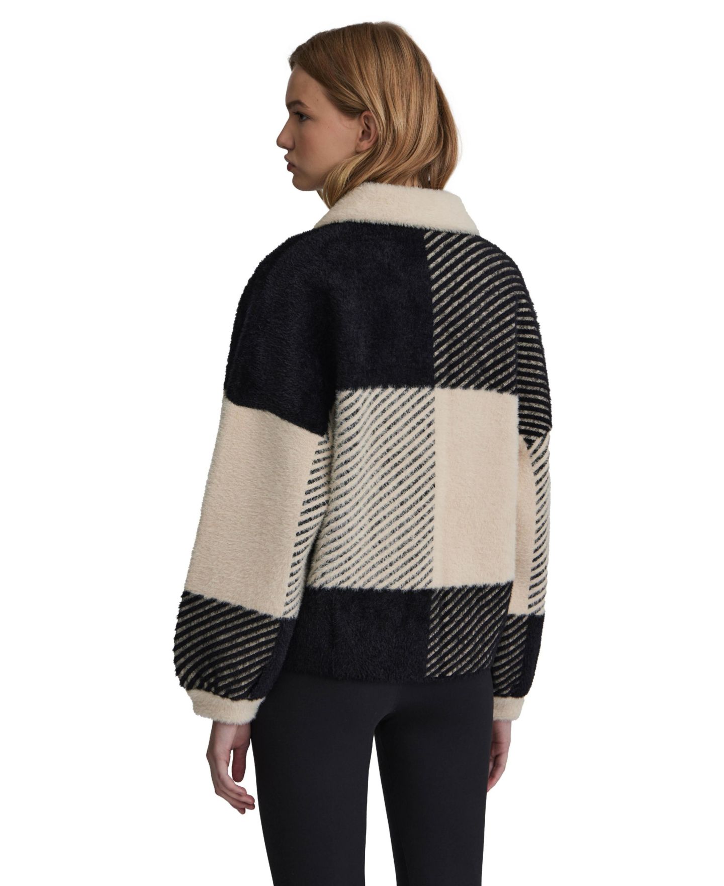 Женская куртка NVLT Eyelash Bomber Coatigan, цвет: Чёрный / Кремовый — фото 3