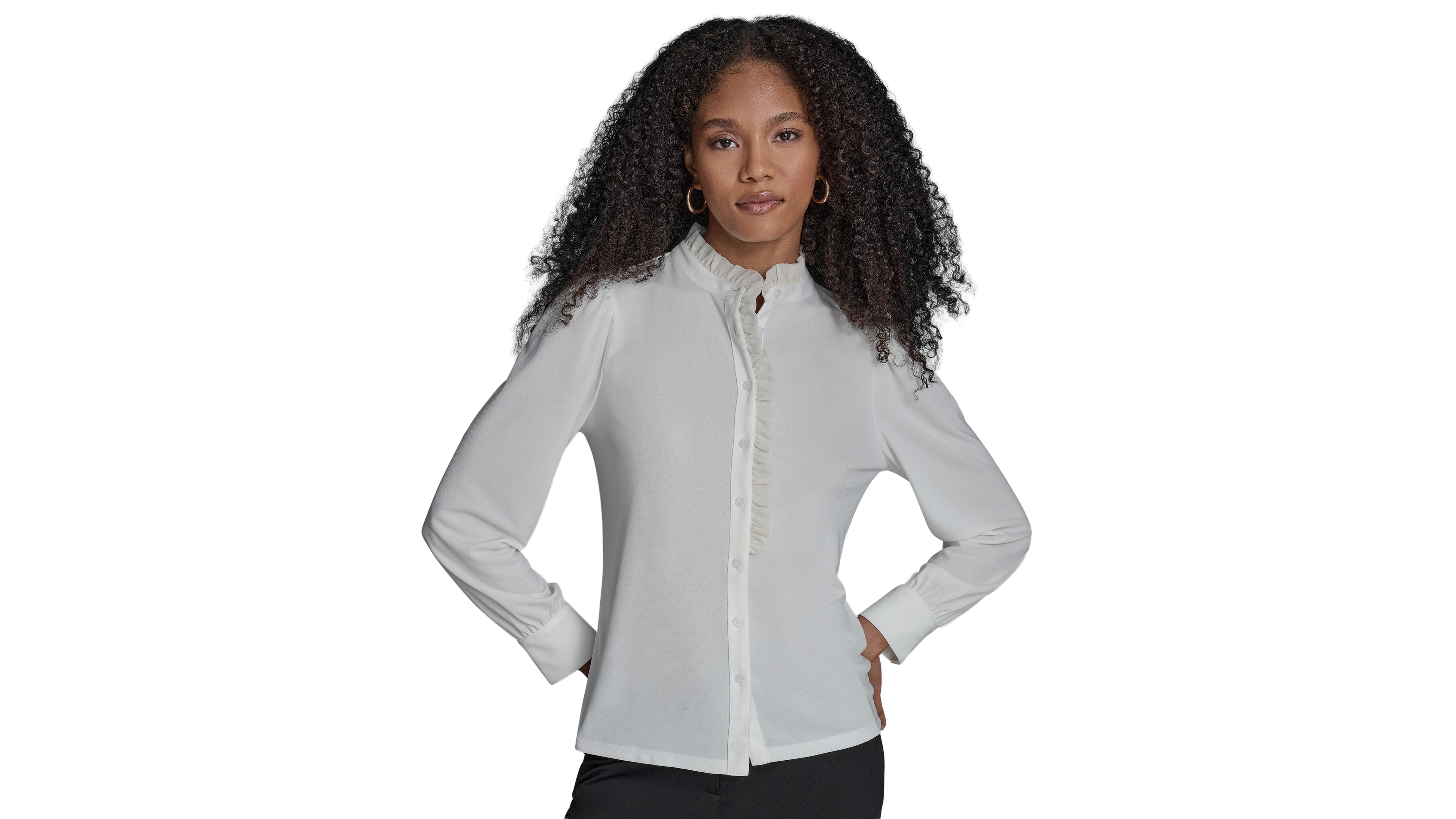 Bcbg Long Sleeve Ruffle Blouse