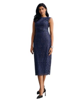 Women's Valencia Lace Scalloped Fit-and-Flare Midi Dress