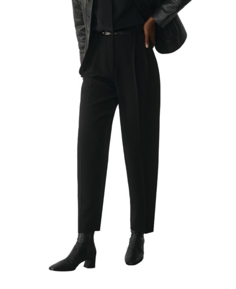 Женские брюки The Fold Siena High-Waist Pleated Barrel, цвет: Чёрный