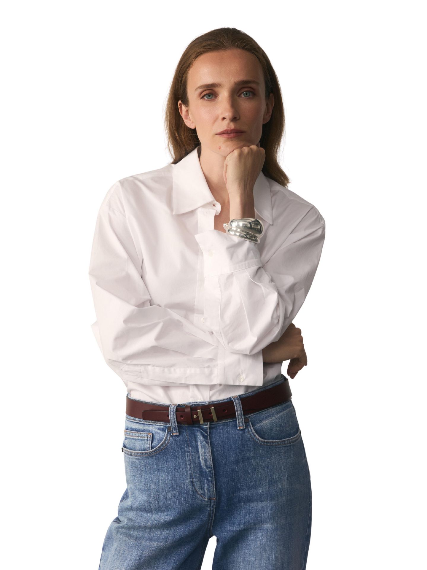 Женская рубашка The Fold Claudia Cotton-Blend Oversized Long-Sleeve Button-Down, цвет: Белый — фото 6