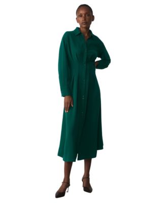 The Fold Women's Amara Long-Sleeve A-Line Midi Shirt Dress - Macy's