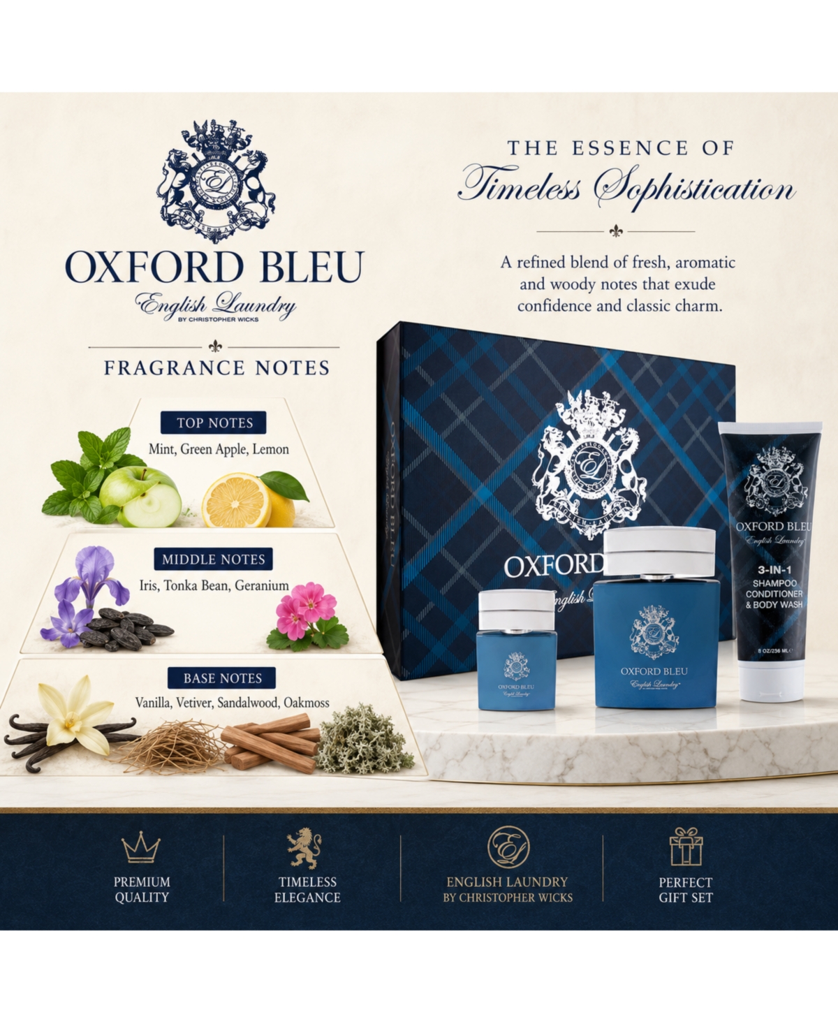 English Laundry 3 Piece Oxford Bleu Eau de Parfum Gift Set