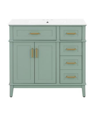 Modern Bathroom Vanity with Ceramic Sink Soft Close Door and 4 Storage Drawers Refined Practical Design