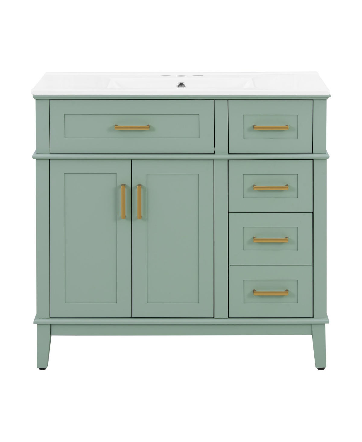 Busdays Modern Bathroom Vanity with Ceramic Sink Soft Close Door and 4 Storage Drawers Refined Practical Design
