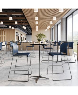 Calliope Set of 3 Stackable Office Reception Barstools with Chrome Sled Bases
