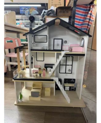 Wooden 3-Story Interactive Dollhouse with 26 Accessories, Ages 3+
