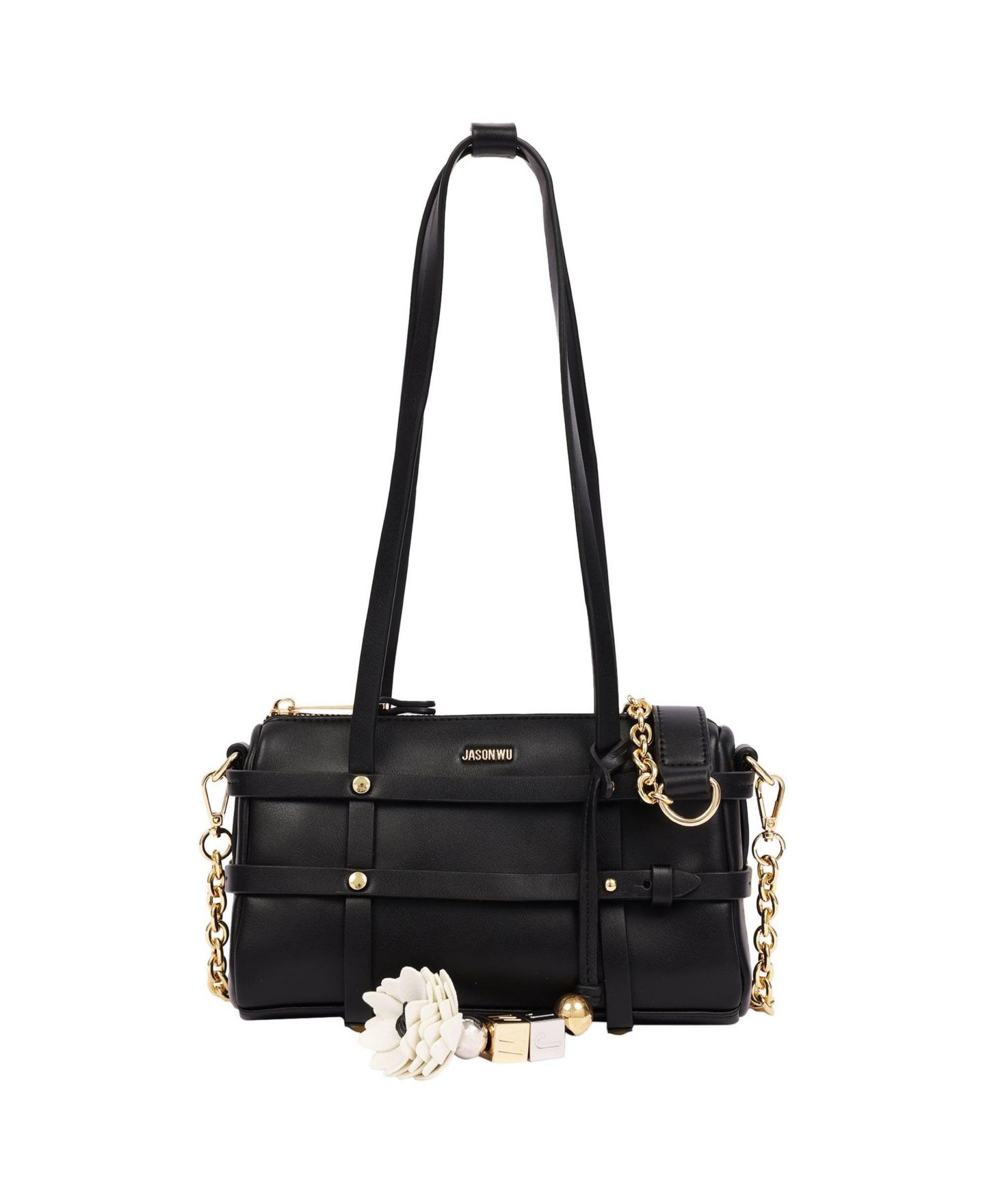 Женская сумка Jason Wu Harness Medium Satchel Shoulder with Convertible Chain Strap and Floral Charm, цвет: Чёрный — фото 1