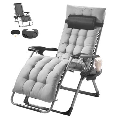  Zero Gravity Recliner Lounge Chair with Cushion Headrest Footrest and Cup Holder