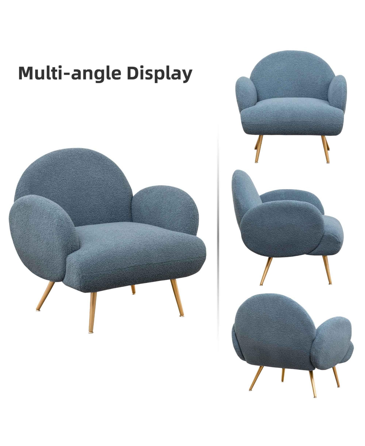 Dyhome Teddy Upholstered Armchair, Modern Accent Chair with Metal Legs