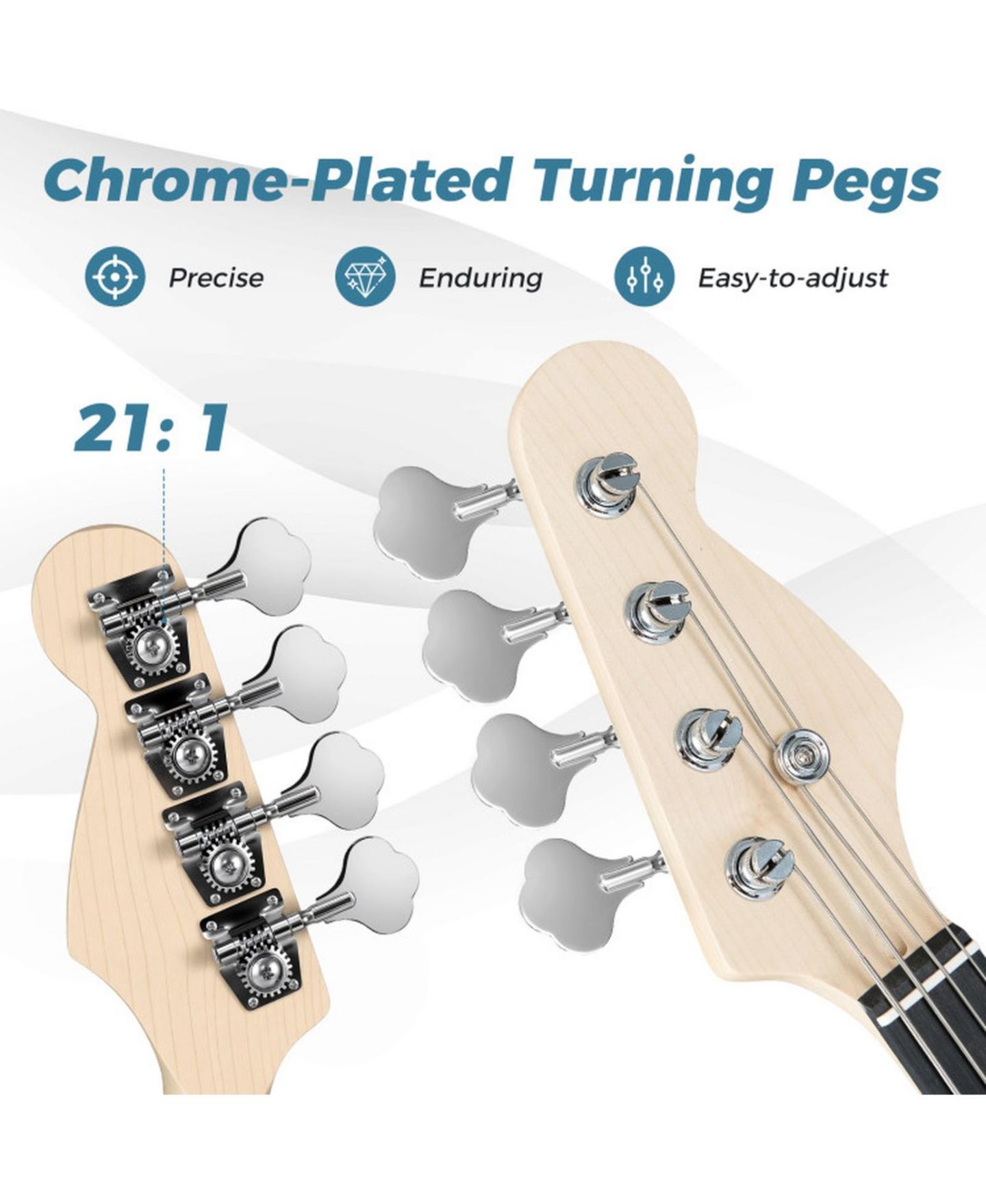 Детская игрушка SUGIFT 45.5 Inch Double-Pickup Electric Bass Guitar, Ages 12+, цвет: Синий — фото 6