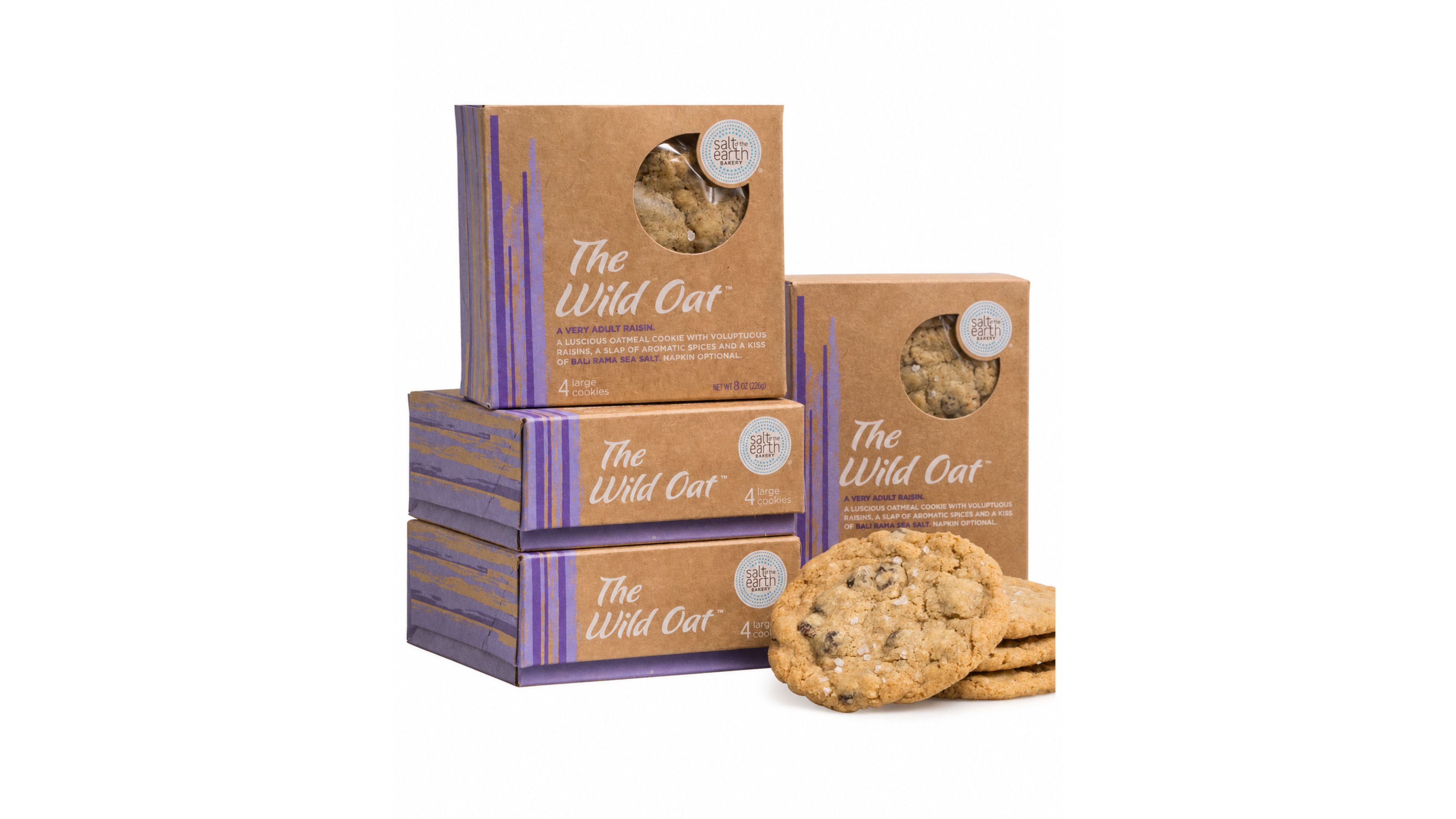 Salt of the Earth Bakery Fresh Baked Oatmeal Rasin Cookies Gourmet Boxes, 16-Piece