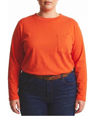 Plus Size Garcon Long-Sleeve Crewneck Chest Pocket T-Shirt