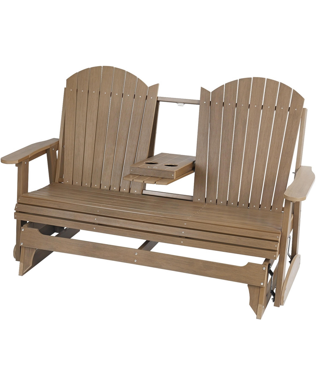 Innovaze 3 Seater Hips Patio Glider Bench with Cup Holders, Weather Resistant Outdoor Glider Seat with Comfortable Backrest for Porch