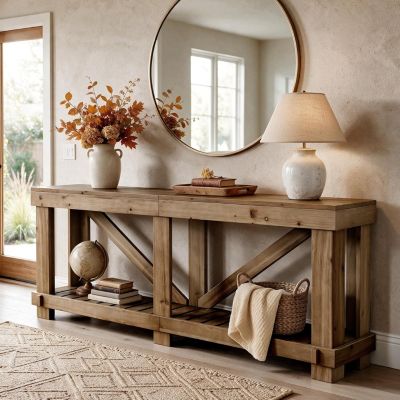 79'' Solid Wood Console Table, Extra Long Entryway Table