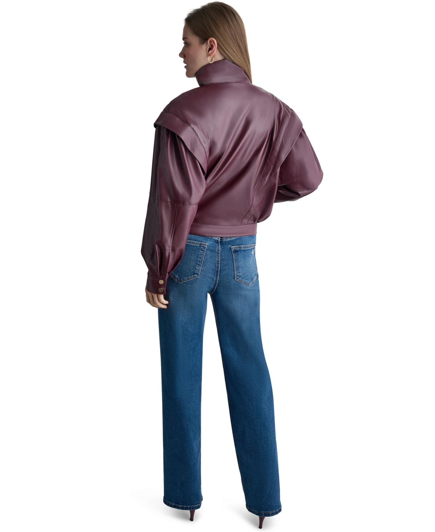 Женская куртка BCBG Moto Faux Leather, цвет: Теневой мерло — фото 7