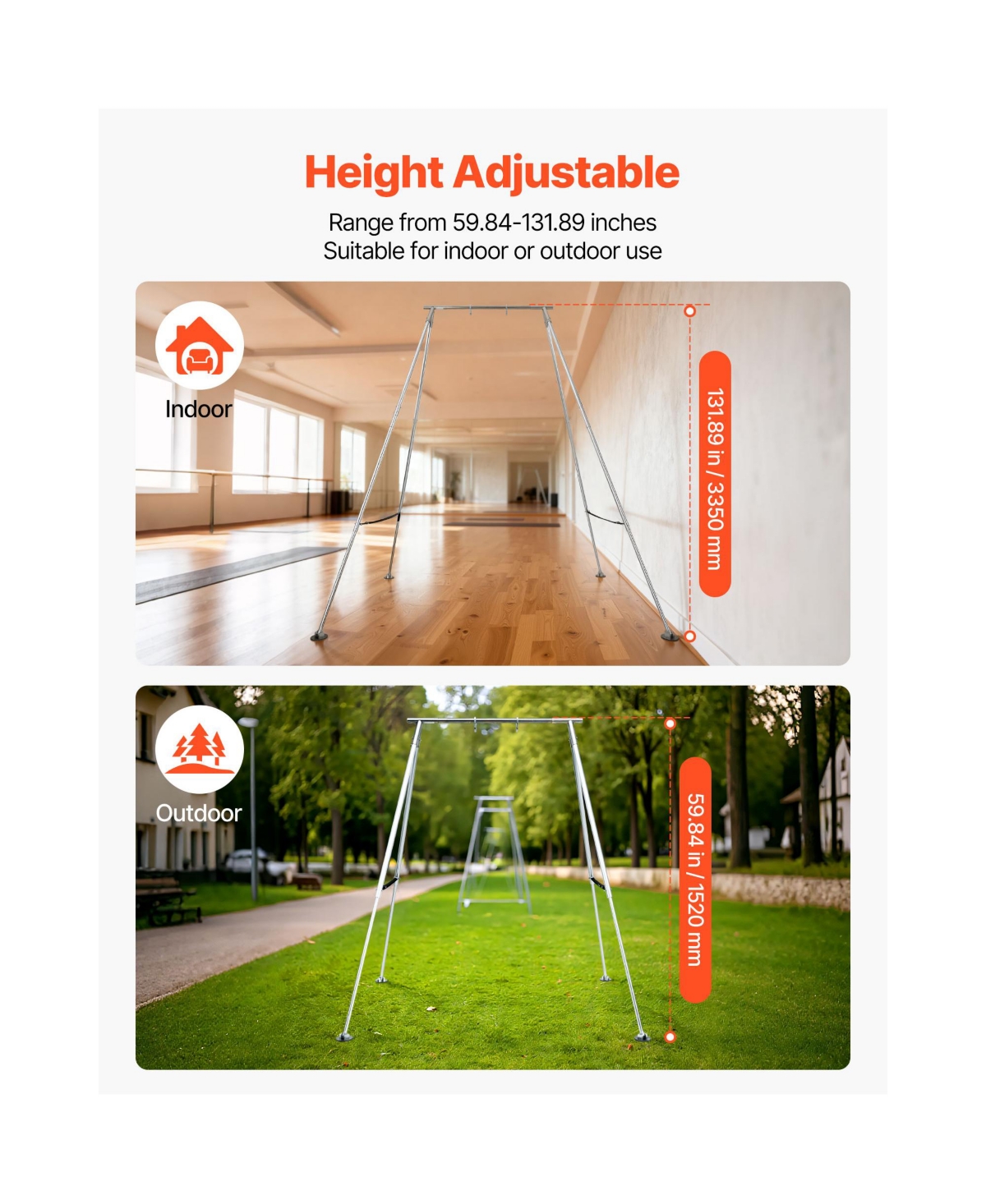 Hongge 310 lb Height Adjustable Triangular Aerial Yoga Stand Frame